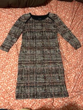 Classic Tweed Sheath Dress in Black and Multi-Color